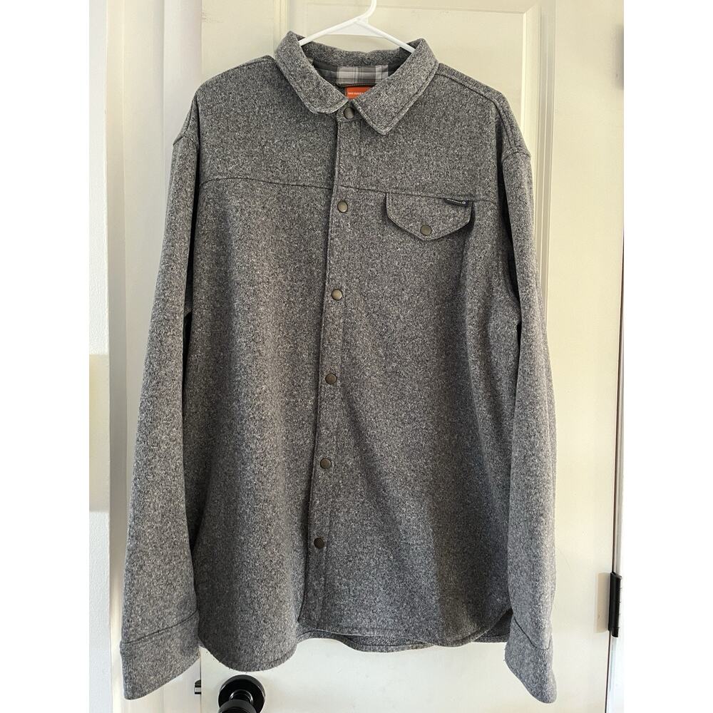 Merrell Mens Snap Button Fleece Jacket Gray XL Outdoor Active Winter